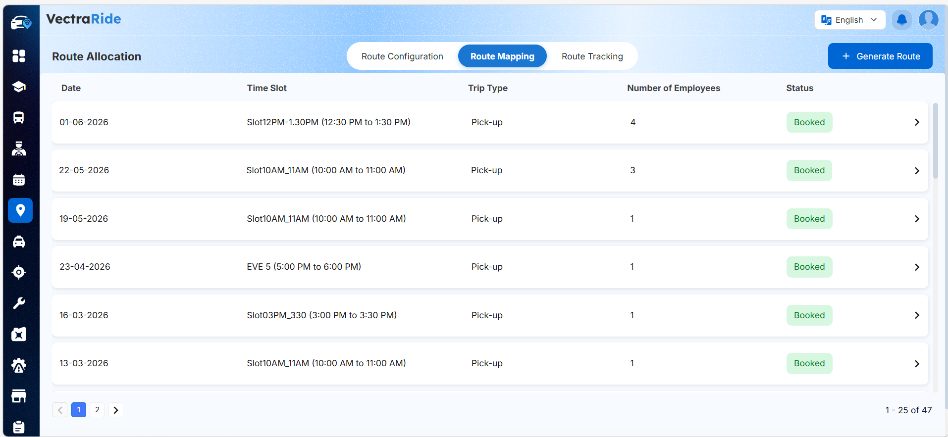 Fleet management for corporate and school transport